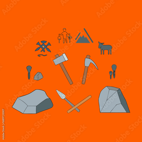 Stone Period Prehistoric Era Primitive Tools and Cave Paintings