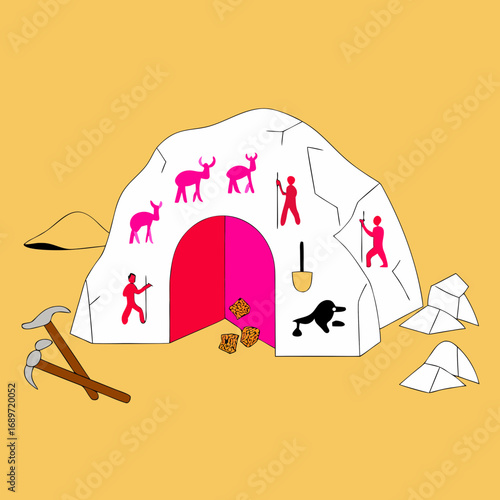 Stone Period Prehistoric Era Primitive Tools and Cave Paintings