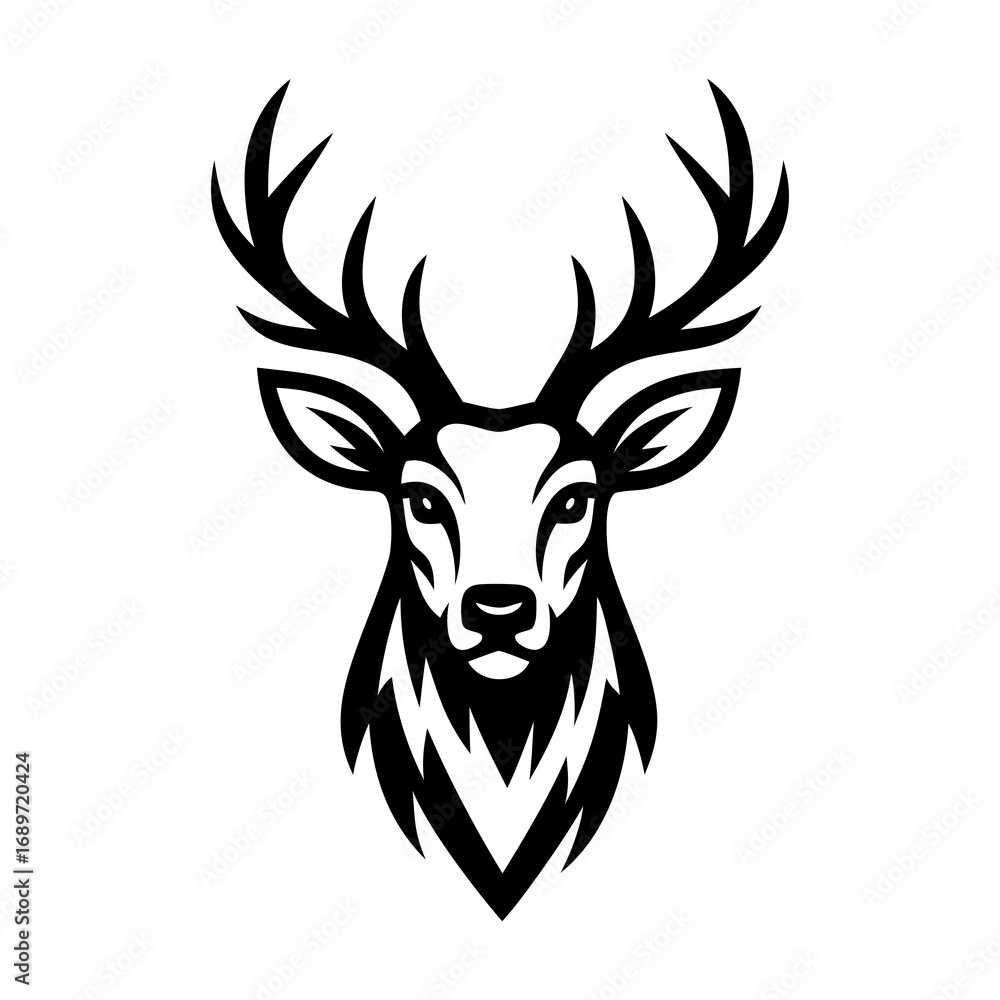 custom made wallpaper toronto digitalTribal Deer Head Vector – Majestic Stag Antlers Silhouette Logo Design