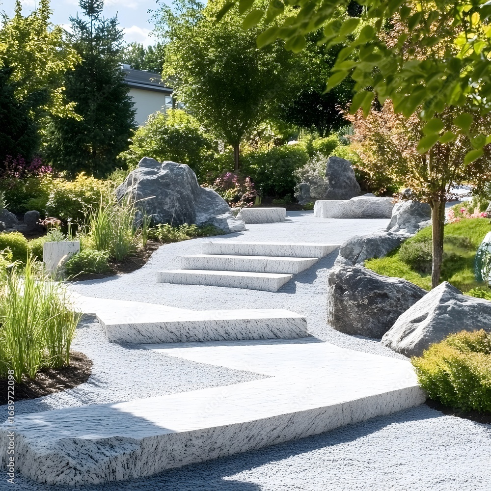 Obraz premium Serene Stone Pathway Garden Landscape Design