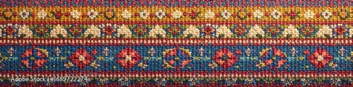 Intricate cross-stitch patterns form a colorful, textured background Perfect for crafting projects, websites, or scrapbooking , textile, handmade, design background