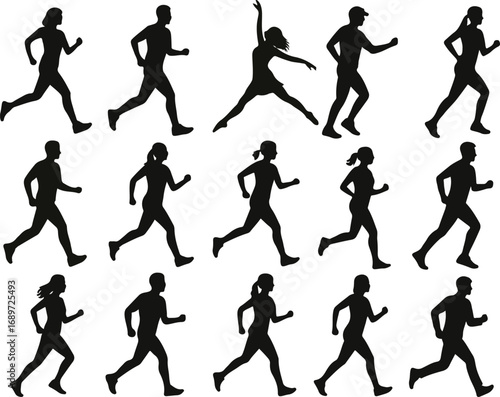 Wallpaper Mural Running People Silhouettes Vector Set – Jogging, Fitness, and Sports Torontodigital.ca