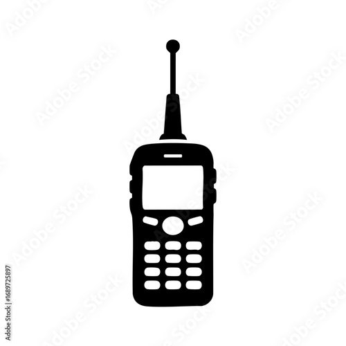 Rugged walkie talkie communication device with antenna and keypad for outdoor adventure and security