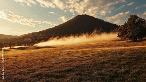 Sunrise Mist over Golden Field