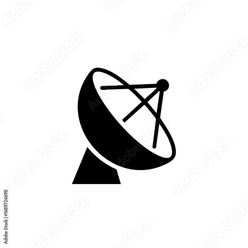 Modern satellite dish icon for telecommunication and broadcasting signals, essential for global connectivity