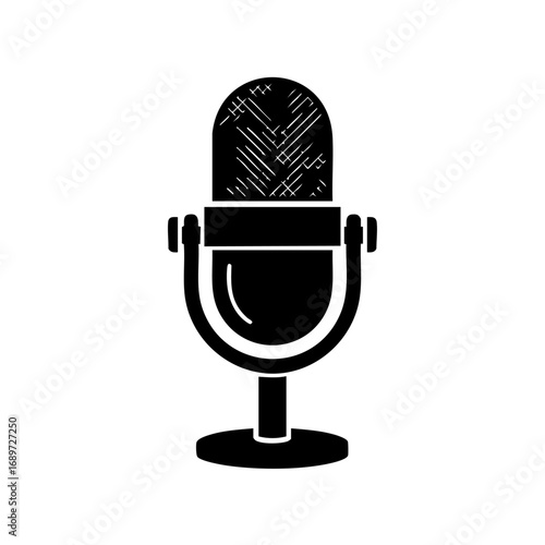 Vintage microphone icon for podcasting, broadcasting, and recording audio content
