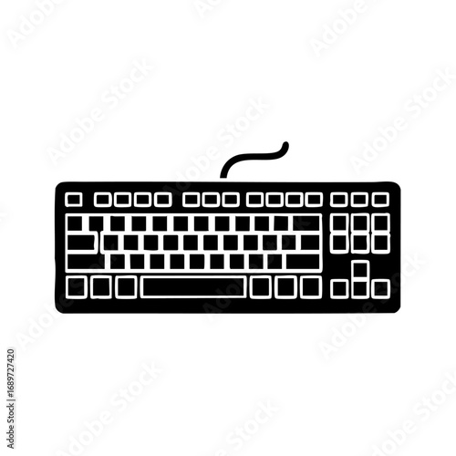 Sleek black keyboard silhouette, clean design for modern technology and digital communication needs