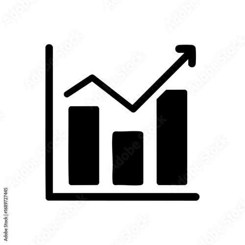 Dynamic bar chart with rising arrow signifies business growth and success