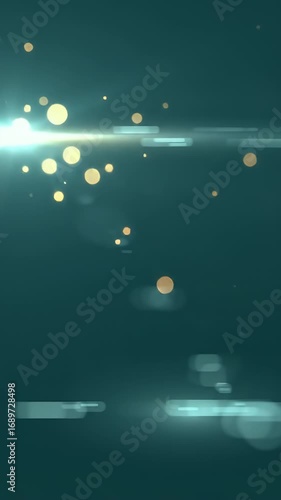 Serene Teal Void Minimalist Abstract Animation Golden Particles Light Beam Drifting