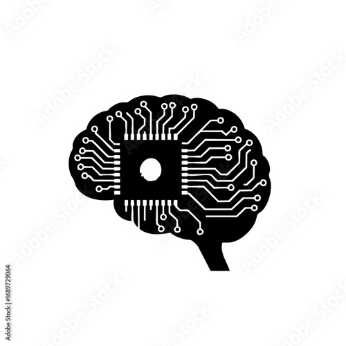 Futuristic AI brain graphic showcasing advanced technology and digital intelligence for innovative concepts
