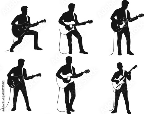 Silhouette, guitarist, playing, electric, acoustic, guitar, concert, performance, music, stage, rock, band, musician, live, show, festival, entertainment, strings, sound, energy