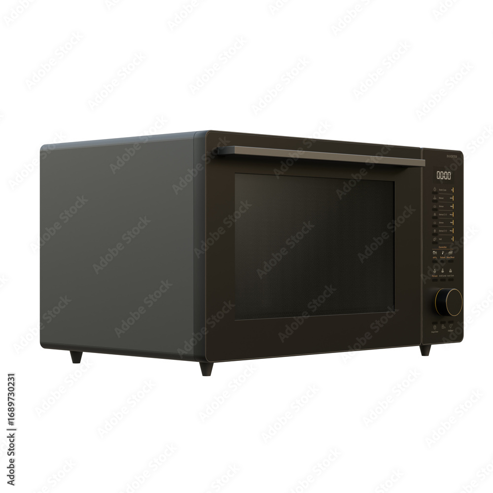 Obraz premium Black Microwave Side View 3D Render Illustration