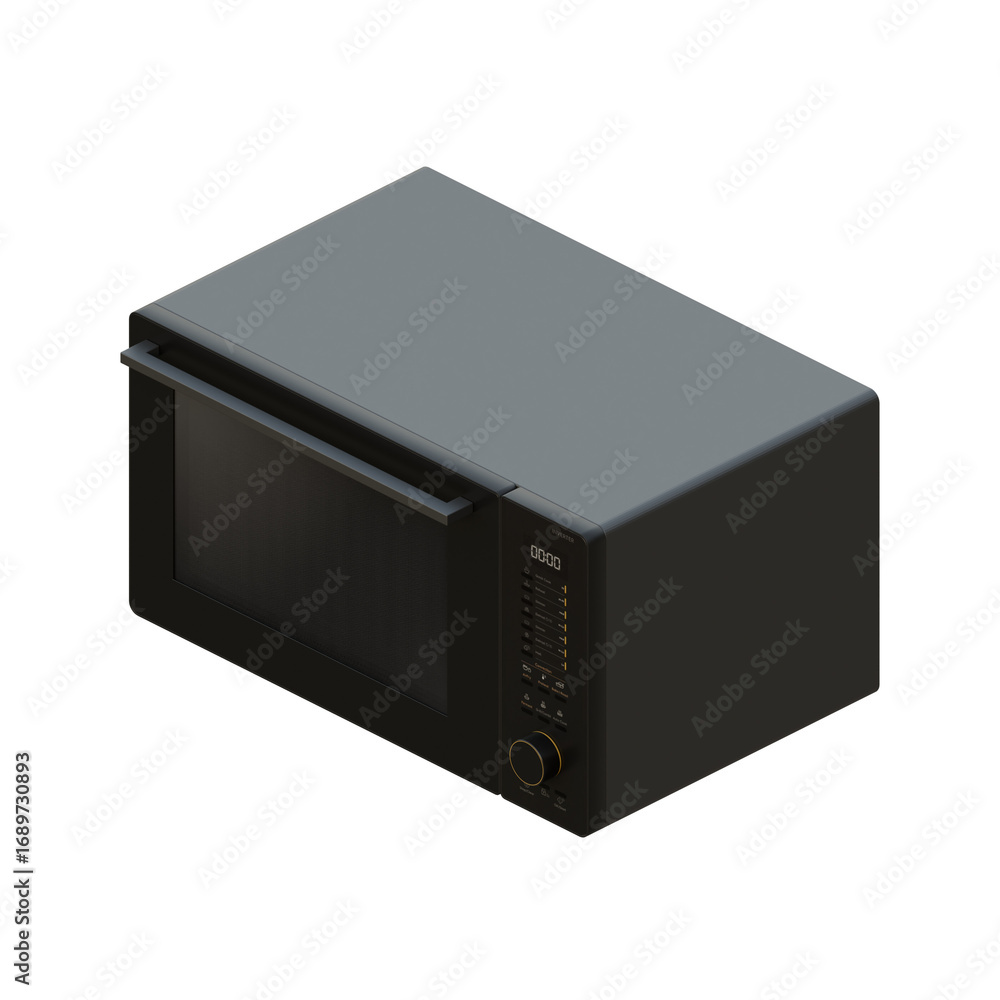 Obraz premium Black Microwave Right Isometric View 3D Render Illustration