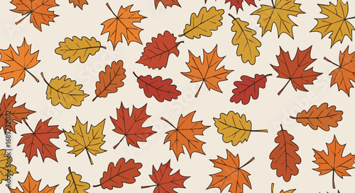 Autumn Leaves Pattern Background.