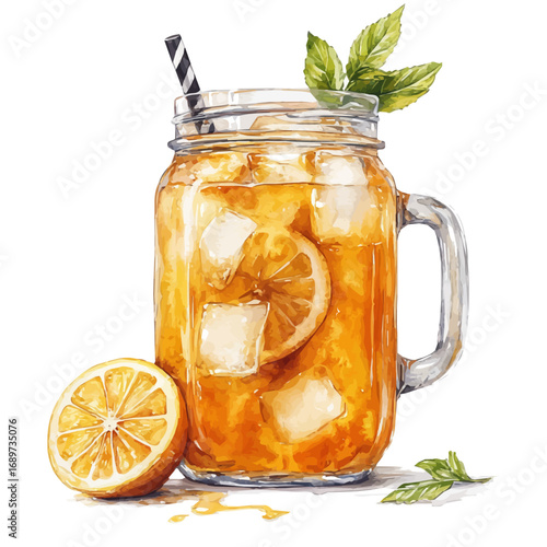 Lemonade, watercolor vector, isolated on a white background.
