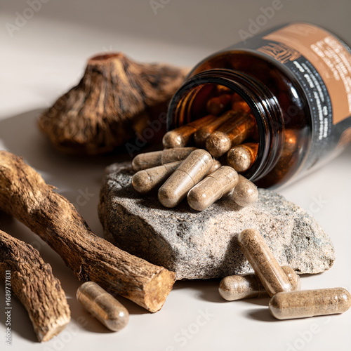 Reishi and ashwagandha adaptogen blend capsules product shot