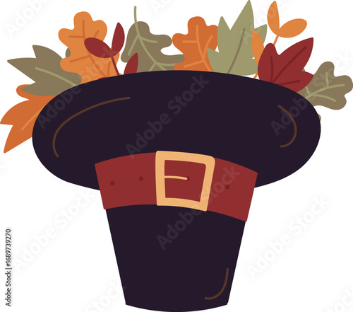 Pilgrim Hat with Autumn Leaves