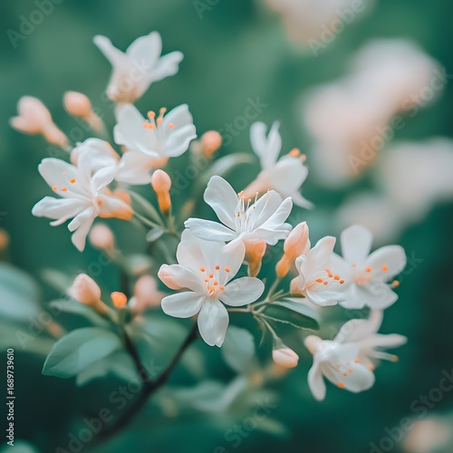 Delicate White Spring Blossoms Close Up Macro Photography