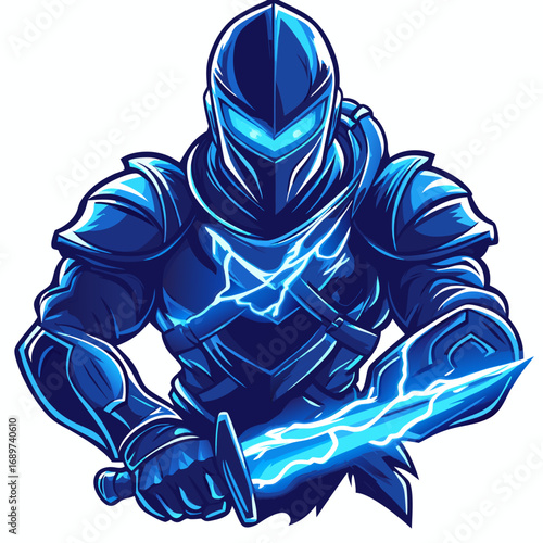 Neon Warrior Mascot Logo