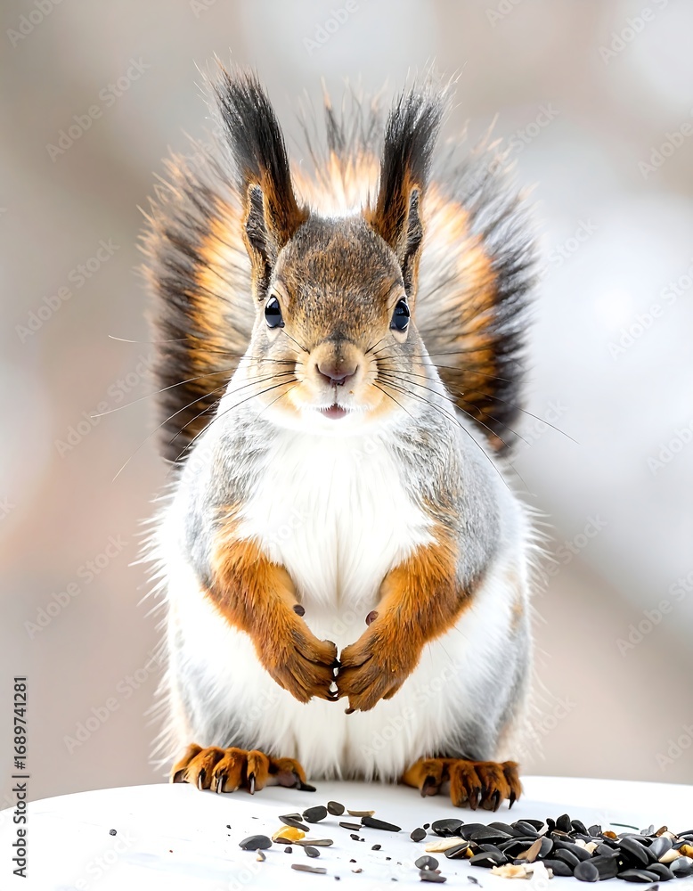 Fototapeta premium Squirrel eating seeds