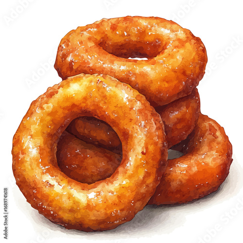 Jalebi, watercolor illustration vector, isolated on a white background.