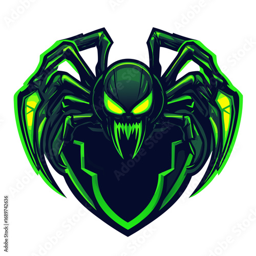 Green Spider Mascot Logo
