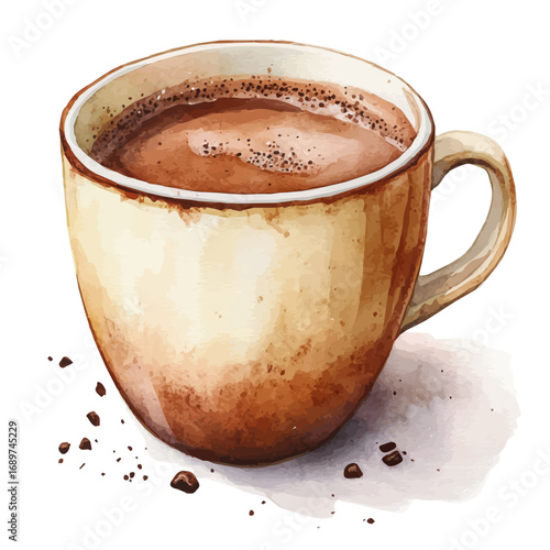 Hot Chocolate, watercolor drawing vector, isolated on a white background.