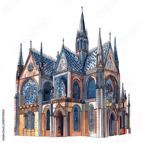 Sainte-Chapelle. Sainte-Chapelle watercolor vector illustration