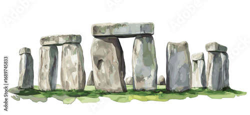 Stonehenge. Stonehenge watercolor vector illustration