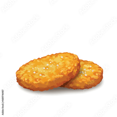 Vector Illustration of Fried Chicken Nuggets in Modern Realistic Style with Golden Brown Colors