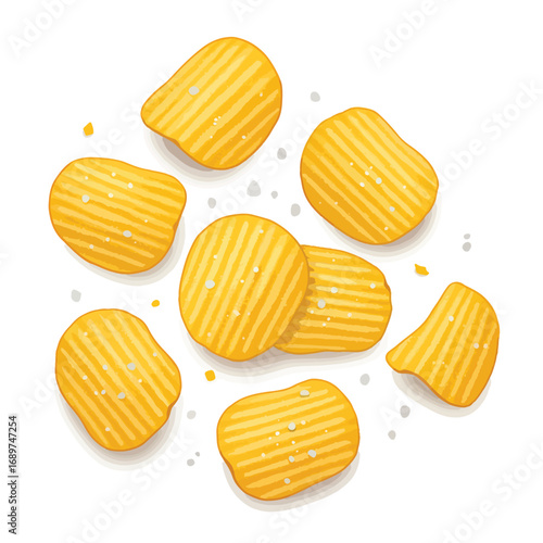 Vector Snack Chips Pattern Modern Organic Yellow Illustration for Food Packaging and Culinary Design