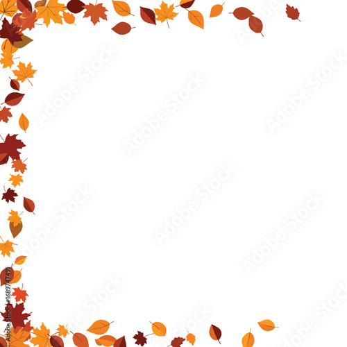 Autumn Leaves Frame Vector Pattern in Warm Colors for Seasonal Design