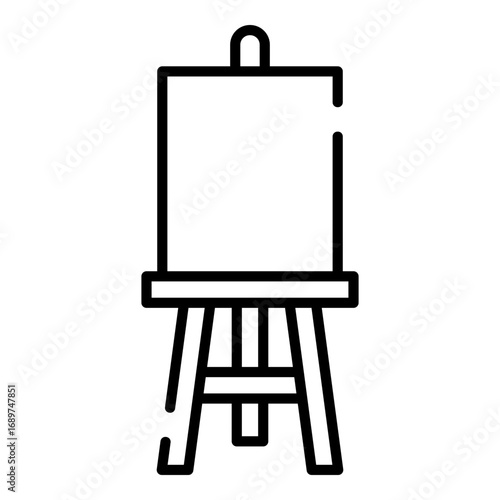 Wooden easel with blank canvas black line icon