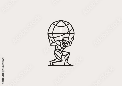 A geometric style line art Atlas logo, representing endurance, cosmic strength, and the Titan carrying the heavens