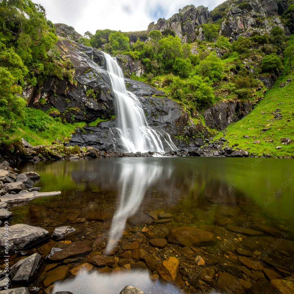 Obraz premium Waterfall cascading into tranquil pool