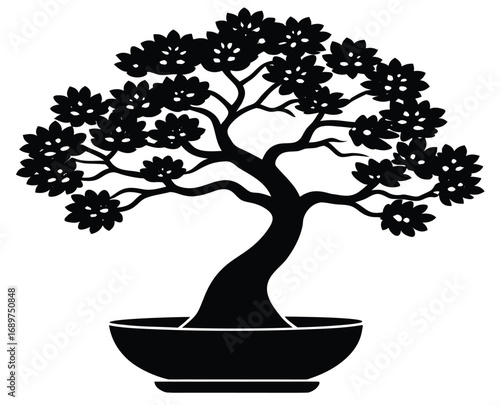 Stylized bonsai tree illustration with vibrant colors