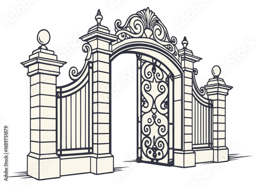 Intricate royal palace archway with scrollwork design