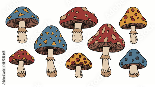 Whimsical mushroom collection for fairy tale designs, nature lovers and enchanted forest themes