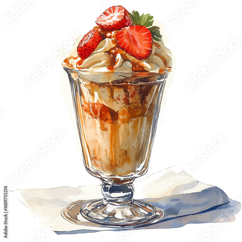 watercolor vector of Frozen Custard, isolated on a white background.