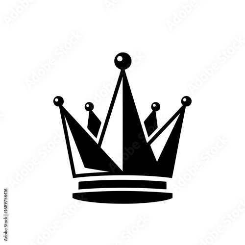 Detailed crown vector icon in black and white symbolizing luxury, power, and monarchy.