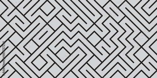 Seamless vector pattern. Abstract geometric maze background. Monochrome stylish texture. vector