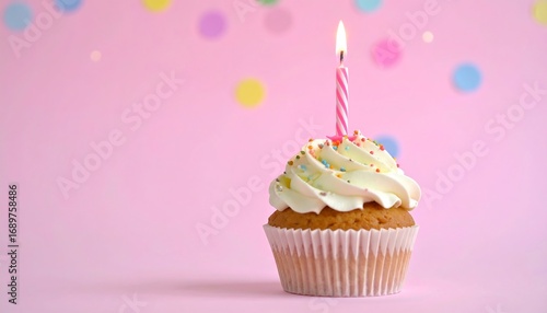 Wallpaper Mural Festive cupcake with a lit candle Torontodigital.ca