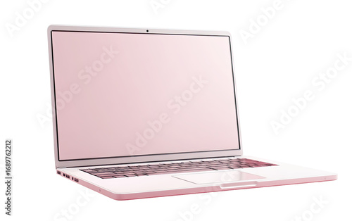 Light pink laptop, angled view