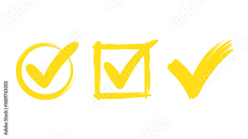 Three yellow checkmarks in circle square and standalone options