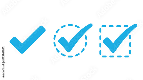 Three variations of a checkmark icon in blue suitable for digital projects