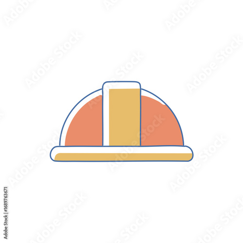 An illustrated image of a construction helmet with a clean and modern design. This image symbolizes safety and protection on the construction site