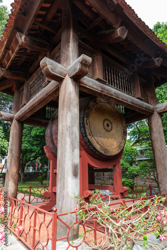 The drums here likely served ceremonial purposes and are displayed to represent aspects of Vietnamese culture and history.