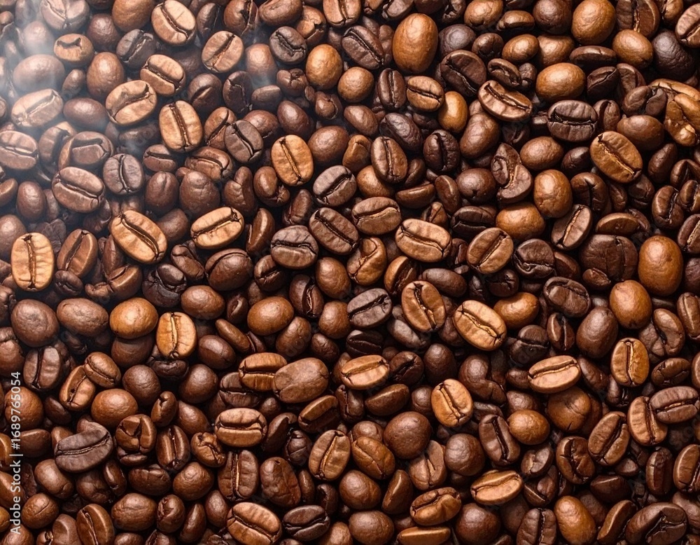 Naklejka premium Overhead view of backdrop representing halves of dark brown coffee beans with pleasant scent