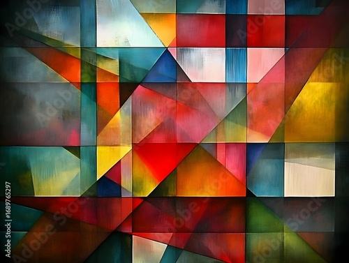 Abstract Geometric Artwork Colorful Canvas Painting Modern Art
