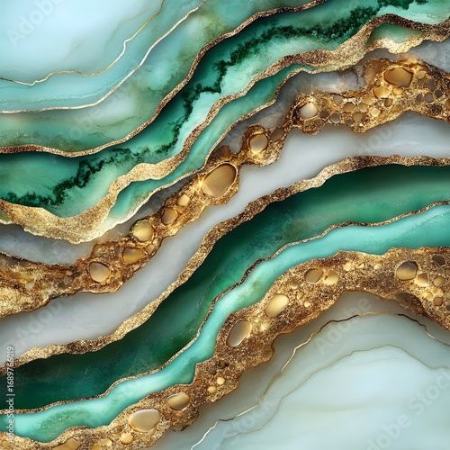 Abstract Green Gold Agate Texture Swirls Luxury Background